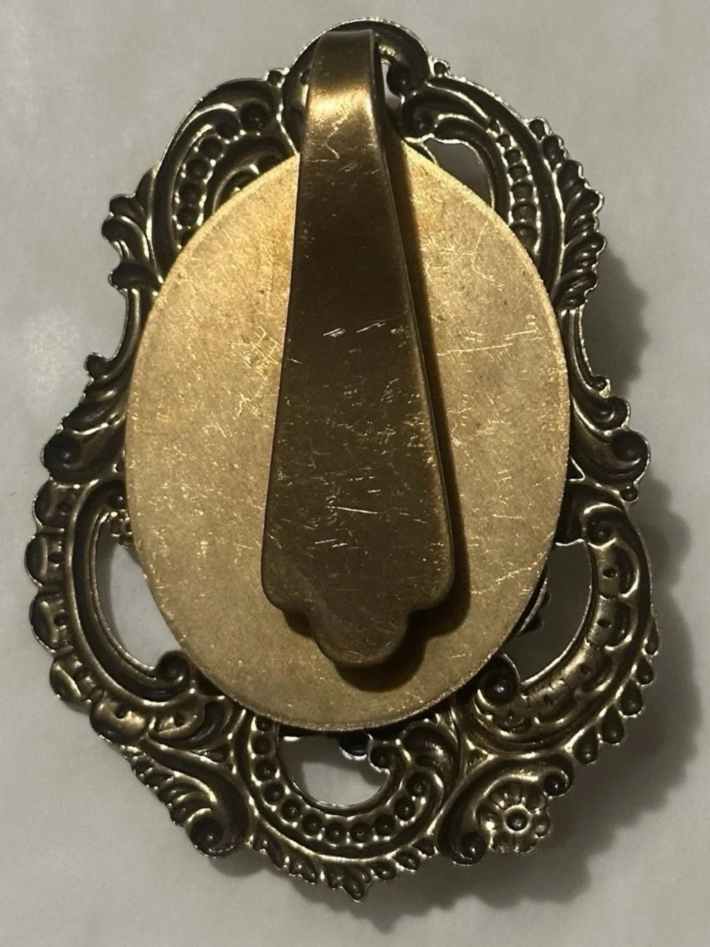 Two-Tone Cherub Statement Brooch in Gold and Dark Silver Victorian Style